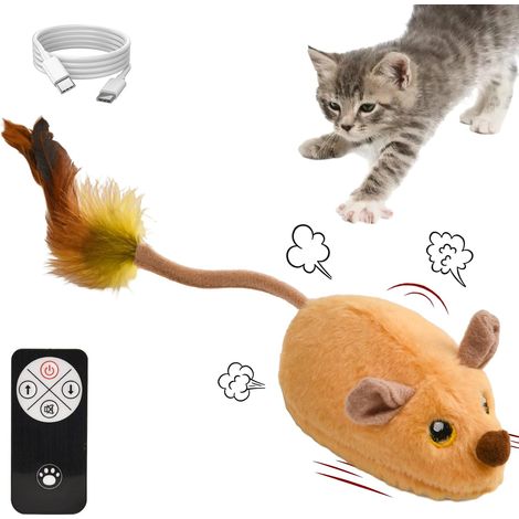 Souris Électrique Interactive pour Chats avec LED et Sons Réalistes - Jouet Rechargeable USB à Détection d'Obstacles Intelligent, Idéal pour Occuper les Chats d'Intérieur Jour et Nuit (1/5)