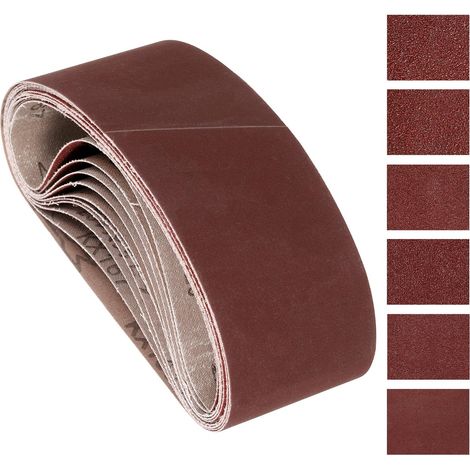 12Pcs Bandes Abrasives 76mm x 457mm Oxyde d'Aluminium Papier Abrasif (1/5)