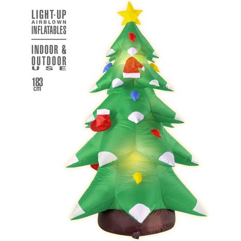 W WIDMANN MILANO Party Fashion 7506T - Albero di Natale gonfiabile illuminato, con ventilatore integrato, 183 cm, elemento decorativo (1/2)