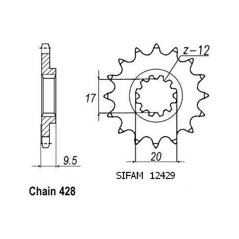 Pignon TT KTM - 428 - 13 Dents - Made in Germany