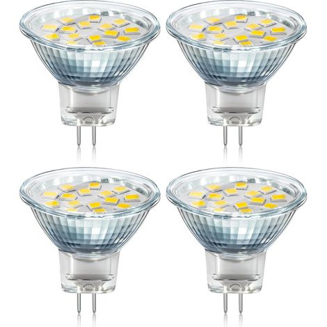 MR11 GU4 LED 2W Blanc Chaud 3000k, 120° 250LM, Halogène MR11 10W 20W Équivalent, AC DC 24V 12V Spot LED Encastrable GU4 35mm pour Meuble Cuisine Camper, non-dimmable, lot de 4 (1/5)