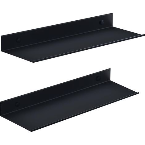 Wandregal zum Anbringen ohne Bohren, schwarz, 2-teilig, Duschregal aus Metall, 30 cm, dekoratives Wandregal für Wohnzimmer, Badezimmer, Küche, Büro (30 cm, Schwarz) (1/5)