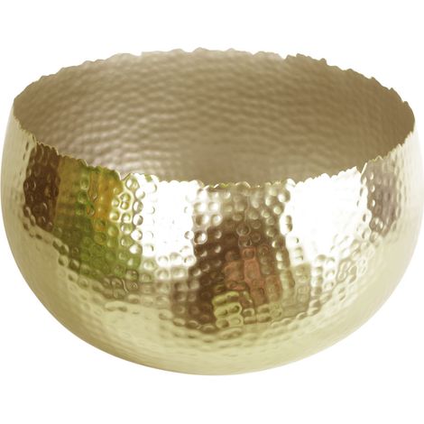 XL Metal Bowl 32 x 20cm Hammered Gold Colour - Curvy Edge (1/3)