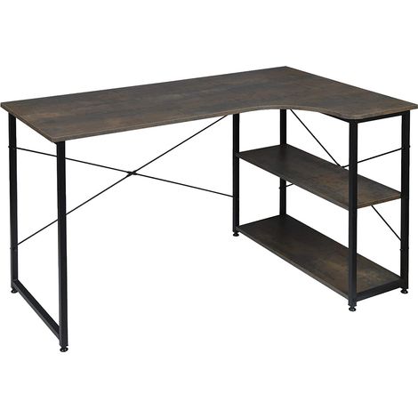 Table de bureau en bois et acier WOLTU, Table d'ordinateur, Table de Travail, Noir+Rouille - 120 x 74 x 71, 5 cm - WOLTU (1/4)