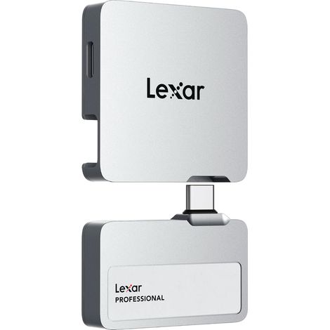 Lexar Professional Go Externe tragbare SSD 1 TB, USB 3.2 Gen2, bis zu 1050 MB/s Lesen und 1000 MB/s, Weiß mit Hub