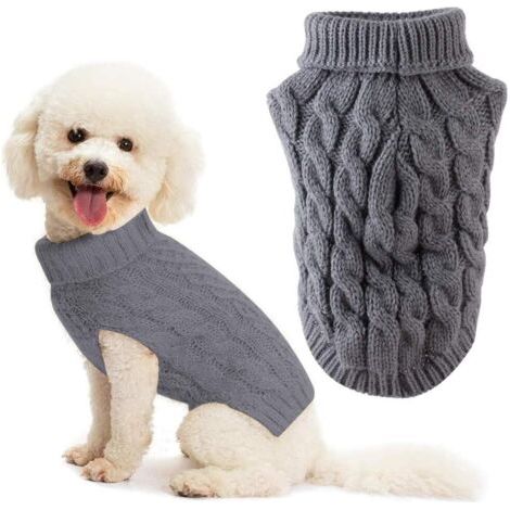 Pull-Overs pour Chiens, Pull pour Chien, Pull pour Chien Moyen, Pull d'hiver pour Chien, pour Animaux domestiques Temps Froid Manteaux vêtements de Mode col roulé Tricot Tricots Outwear (L)