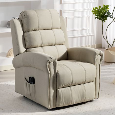 Fauteuil releveur électrique, fauteuil relax électrique avec fonction massage et chauffage, 87 x 87,5 x 108 cm, beige (1/5)