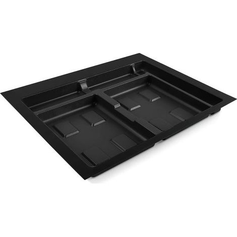 emuca base para contenedores de cajón cocina recycle, 2 huecos, módulo 600mm, plástico, negro