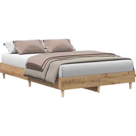 Estructura de cama sin colchón roble artesanal 135x190cm madera vidaXL (1/5)