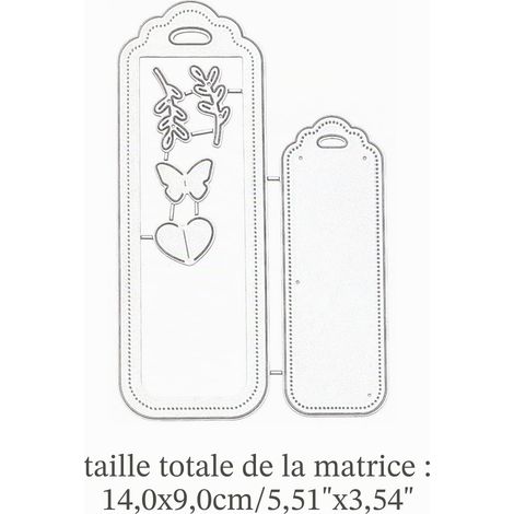 Lot de 2 matrices de découpe en métal pour cadre d'étiquette, feuille de papillon, marque-page, loisirs créatifs, cartes, gaufrage, fabrication de cartes, papier photo, décoration, scrapbooking (1/5)