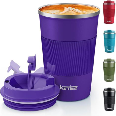 KETIEE Kaffeebecher to go 380ml Thermobecher Doppelwandig Travel Mug Tiefes Lila (1/5)