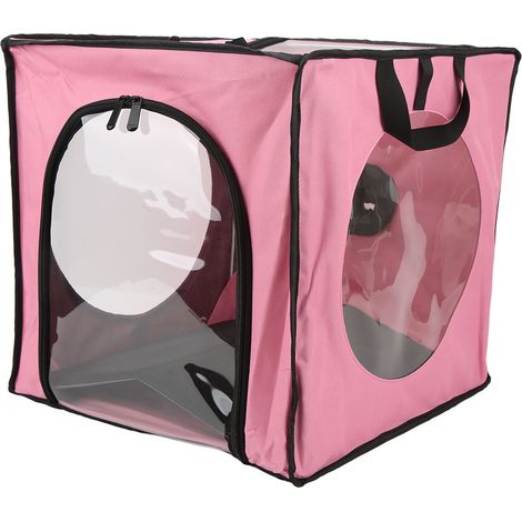 Diese zusammenklappbare Hundetrocknungsbox aus Oxford-Nylon ist ideal für Campingausflüge mit einem Welpen. Sie ist rosa. (1/4)