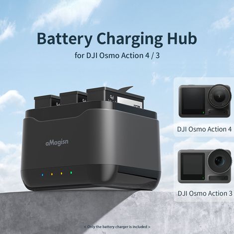 Chargeur de batterie aMagisn AA10 à 3 emplacements, boîtier de charge rapide Type-C avec emplacements pour cartes TF, accessoire de remplacement pour batteries DJI OSMO Action 4/3 pour caméras sportiv (1/2)