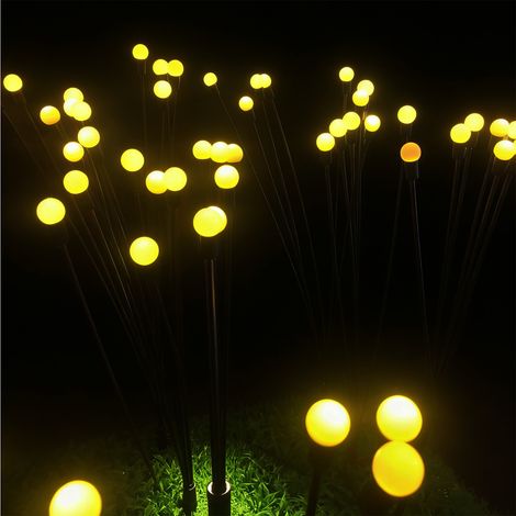 JSSEVN - luces solares para exteriores (10 LED), luces solares para jardín, iluminación ambiental para balcones y céspedes, luces decorativas para el suelo. (1/4)