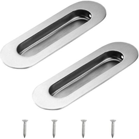 FENOPLASTICA(2 pièces) Poignées de porte coulissantes encastrées ovales en acier inoxydable noir pour armoires à tiroirs (1/3)