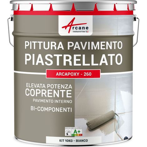 Vernice per piastrelle pavimento, a base di resina epossidica - Arcapoxy Pavimento Piastrellato - 10 kg (fino a 50 m² in 2 strati) Bianco - RAL 9003 - ARCANE INDUSTRIES
