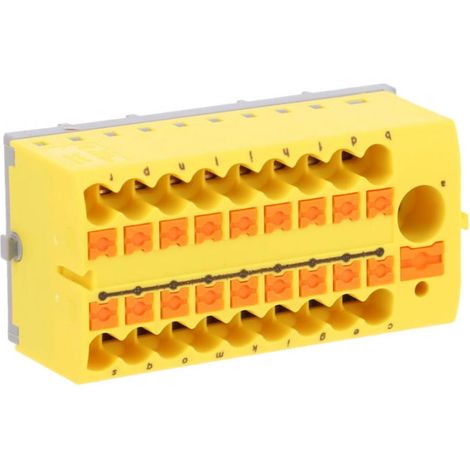 Verteilerblock ptfix 6/18X2.5-NS35 YE, gelber Industriestecker - 18 Anschlusspunkte mit einem Querschnitt von 2,5 mm²