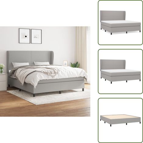 Boxspringbett mit Matratze Hellgrau 160x200 cm Stoff - Boxspringbett - Doppelbett - Bettenrahmen - Lattenrost - Matratze (1/5)