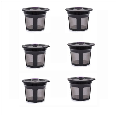 Packung mit 6 wiederverwendbaren schwarzen Kaffeekapseln, nachfüllbarer Filter für Einzelportions-Kaffeemaschinen, umweltfreundlich