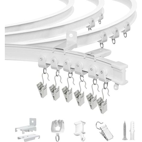 20FT Flexible Curtain Rod, Foldable Heavy Duty Curtain Rod for Ceiling or Wall, Curtain Rod System for Bay Window Camper Bunk Bed Room Divider (1/5)