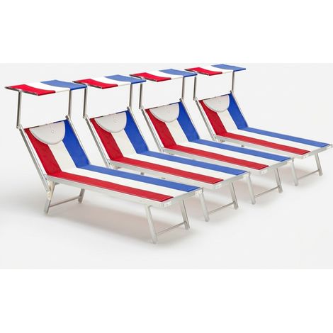 4 transats de plage bains de soleil professionnels en aluminium Santorini Europe - France