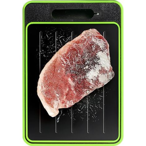 Frost Away Planche à découper avec fonction décongélation Gadget de cuisine avec aiguiseur à couteaux intégré et râpe à épices, plaques de décongélation rapide pour les aliments sans p (1/5)