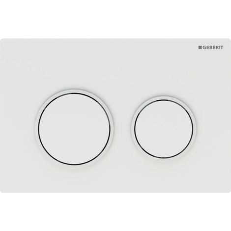 Plaque de commande WC Geberit Omega20 – Blanc mat – Dimensions 212 x 142 x 10 mm – Pour chasse d’eau à 2 volumes (1/3)