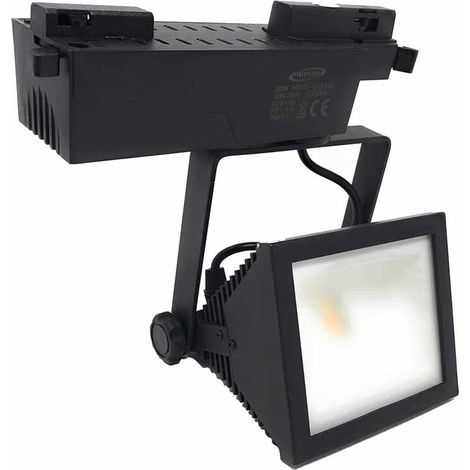 2 Faro proiettore led cob da binario 30 watt faretto luce naturale 4000k orientabile da soffitto nero (1/5)