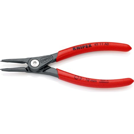 KNIPEX 49 11 A0 Präzisions-Sicherungsringzange für Außenringe auf Wellen mit rutschhemmendem Kunststoff überzogen grau atramentiert 140 mm (1/2)