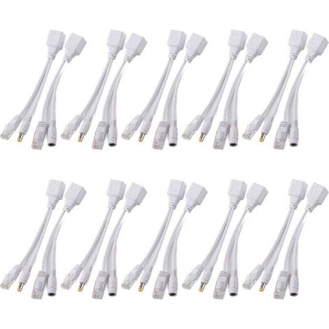 10 paires de caméras IP Poe RJ45 câble Ethernet adaptateur injecteur DC 12 v-RAPANDA (1/4)