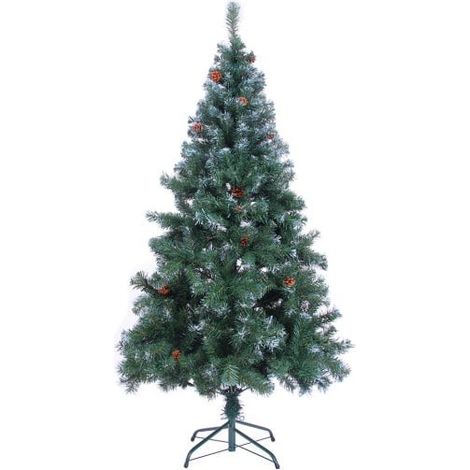 Sapin de Noël Vert pré décoré 180 cm avec 705 branches et pied support (1/5)