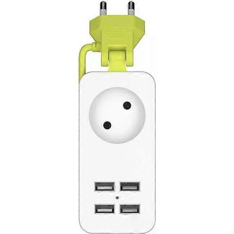 Multiprise compatible - 4 ports USB, câble de 1,5 mètre, 1200 watts, prise standard européenne. (1/5)