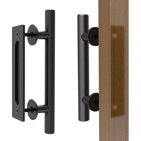 Poignée de porte de grange, poignée de porte coulissante de 30 cm, poignée de porte noire, poignée de porte de grange moderne, poignée de porte de meuble