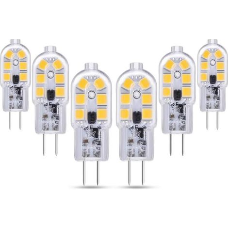 Lampe LED G4 2W 12V Blanc Froid 6000K pour Hotte, 200lm, équivalent Halogène 10W 20W, Non Dimmable, Bi-Pin 12V pour Lustre et Camping-Car, Lot de 6- (1/5)