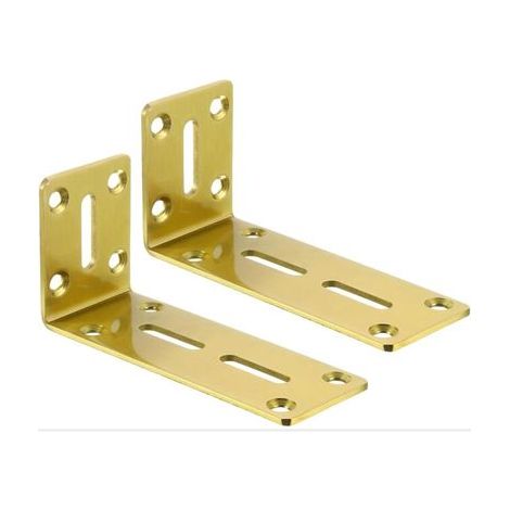 Lot de 2 (doré) équerres d'angle en forme de L 120 x 45 x 60 mm Code d'angle réglable en acier inoxydable Support d'angle à fente à 90 degrés (1/5)