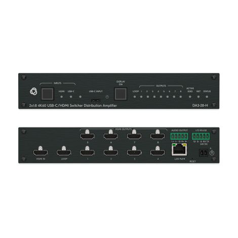 KRAMER AVSM 2X1:8 4K60 USB-C/HDMI SWITCHER DISTRIBUTION AMPLIFIER- DA3-28-H (10-00002890)