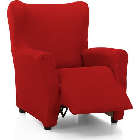 Housse de Fauteuil de Relaxation matelassée Ultra ajustée Housse de Fauteuil de Relaxation Extensible en Couleur Rouge fabriquée en Espagne (1/4)