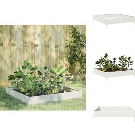 Lit surélevé de jardin blanc 100x100x26 cm acier - Lit Surélevé De Jardin - Lits Surélevés De Jardin - Lit Surélevé - Lit De Jardin Surélevé (1/5)