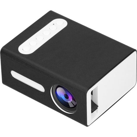 Mini projecteur domestique portable LED, lecteur multimédia vidéo pour la maison, cinéma pour enfants T300 100240V (noir et blanc, prise britannique) (1/5)