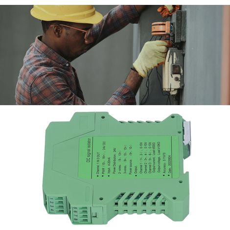 Isolateur de signal CC 24 V pour transmetteurs de courant et de tension, détection PLC, une entrée et trois sorties, 0-10 V. (1/5)