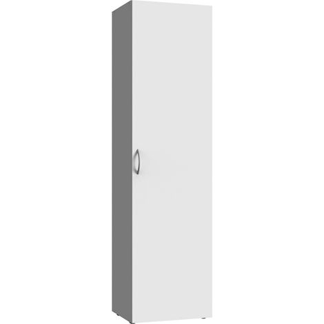 Pegane – Armoire de rangement 1 porte blanc – Dimensions 30x185x40 cm – Panneaux de particules mélaminés – Pour espaces confinés