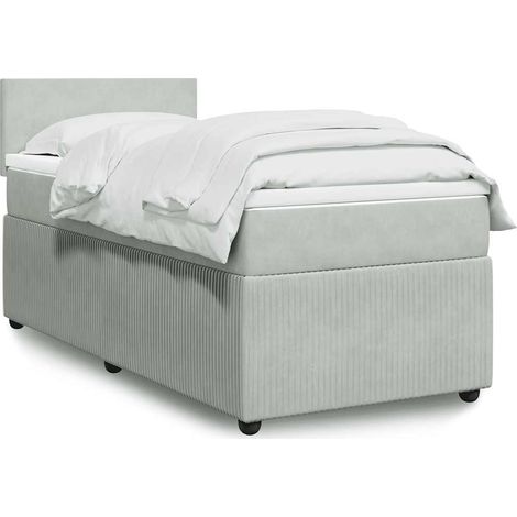 Boxspringbett mit Matratze Hellgrau 100x200 cm Samt