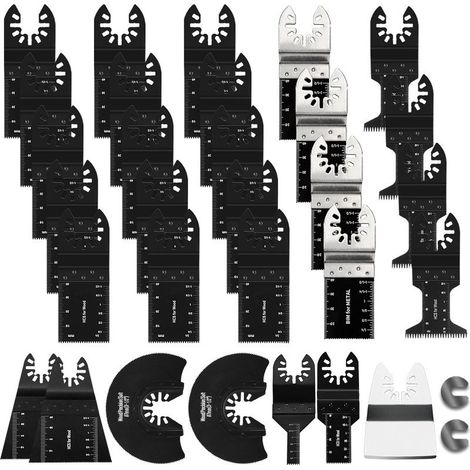 Lames universelles oscillantes 31pcs, compatible Bosch Dewalt Makita Ryobi Dremel, coupe bois métal, fixation rapide (1/5)