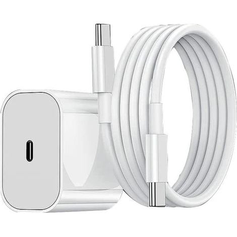 Lot de 2 chargeurs rapides pour iPhone, adaptateur USB-C 20 W + câble de charge, blanc (1/5)