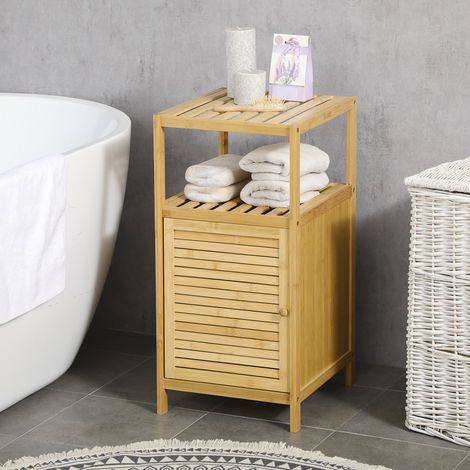 Badezimmerschrank Badregal, Bambus, 1Ablage, 1 Schrank, 33 cm x36.5 cm x67 cm, Natur