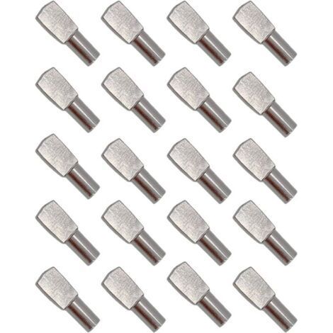 ALLIANDISLot de 20 supports d'étagère, goupilles d'étagère, supports de plaque d'étagère, métal nickelé pour accessoires de bureau, 5 mm x 19 mm (1/4)