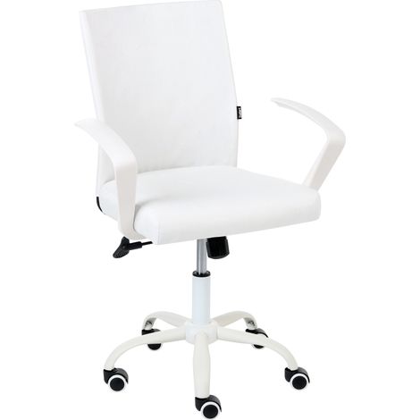 Silla de oficina giratoria con altura y respaldo ajustables tapizada en tela blanco Modra