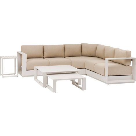 Set di mobili da giardino angolari in alluminio e poliestere allure avena 5 posti - Hespéride