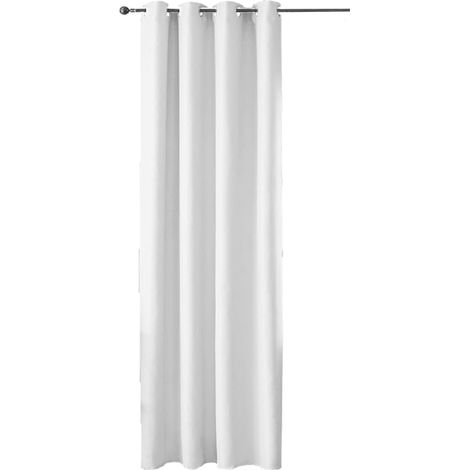 Tenda Porta Finestra Raso Sintetico 1 Pannello Coprente 140x280 Cm Occhielli Acciaio - Bianco