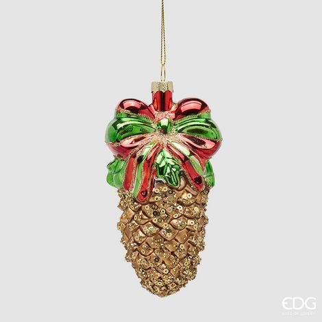 EDG Enzo De Gasperi Addobbo Pigna Multicolor H13 Ø7 cm – Decorazione di Natale (1/2)